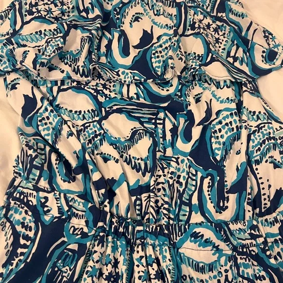 EUC size M Lilly Pulitzer Aislie jumpsuit in indigo keep on truckin - Picture 4 of 4